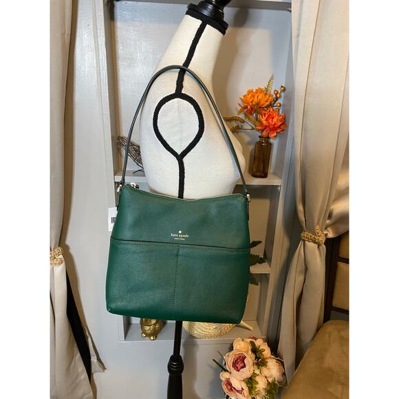 Kate Spade Accessories - NWT Kate Spade New York One Shoulder Textured Leather Deep Jade Purse Bag